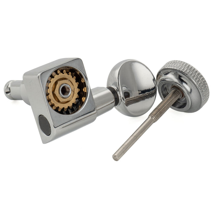 Musiclily Pro R18K Single 18:1 Ratio 2-Pin Full Sealed Locking Machine Head Treble Side Tuner Tuning Peg Key with Vintage Oval Button for Fender Strat Tele Style Electric Guitar, Chrome