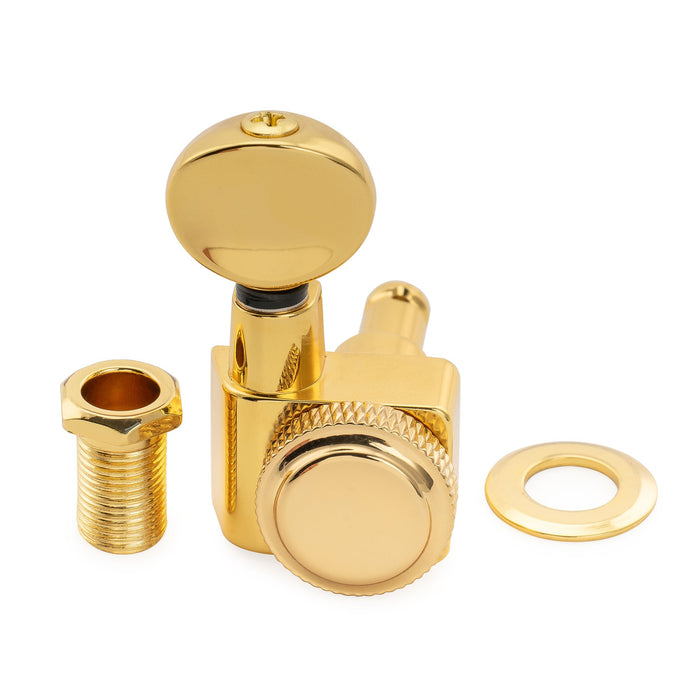 Musiclily Pro シングル 18:1比 2ピン 完全密封ロック式マシンヘッド ベースサイドチューナー チューニングペグキー with ヴィンテージオーバルボタン for Fender Strat Tele スタイル エレキギター