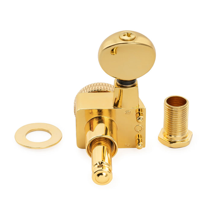 Musiclily Pro シングル 18:1比 2ピン 完全密封ロック式マシンヘッド ベースサイドチューナー チューニングペグキー with ヴィンテージオーバルボタン for Fender Strat Tele スタイル エレキギター