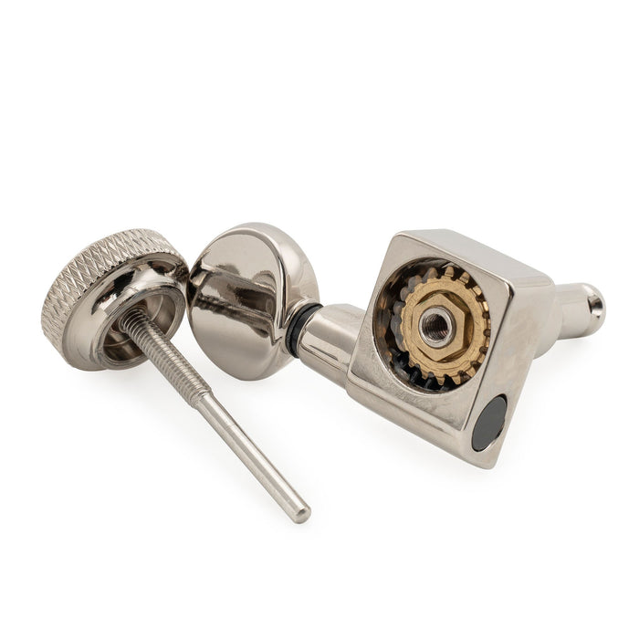 Musiclily Pro 6インライン 18:1比 2ピン 完全密封ロック式マシンヘッド チューナー チューニングペグキー ヴィンテージオーバルボタン Fender Strat/Teleスタイル エレキギター用