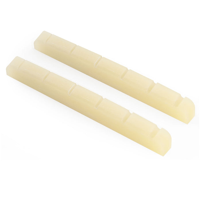 Musiclily Pro 40.5x3x5mm Flat Bottom Slotted Bone Nut for 6 String Squier Affinity Strat Tele Style Electric Guitar (Set of 2)