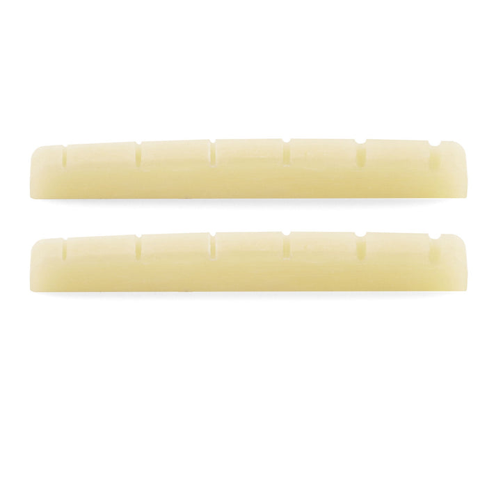 Musiclily Pro 40.5x3x5mm Flat Bottom Slotted Bone Nut for 6 String Squier Affinity Strat Tele Style Electric Guitar (Set of 2)