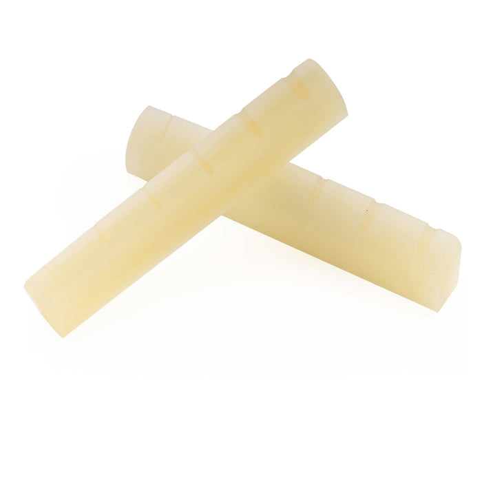 Musiclily Pro 43x5x9mm Flat Bottom Slotted Bone Nut for 6 String YA Style A Series and FG Series Acoustic Guitar (Set of 2)