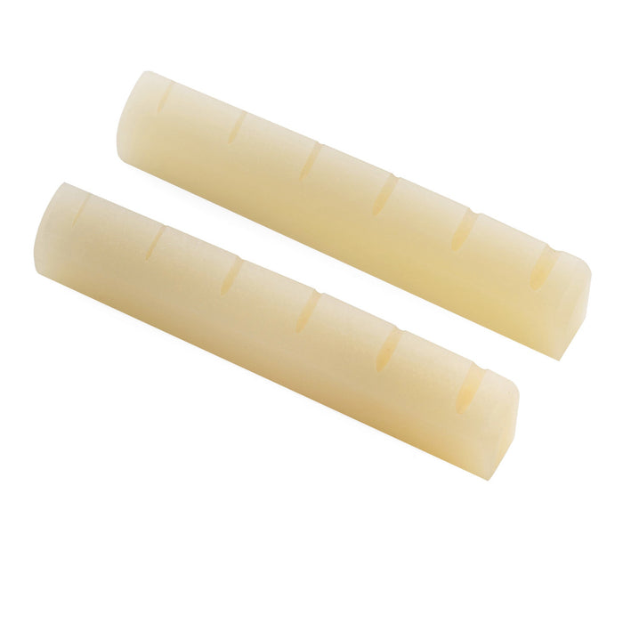 Musiclily Pro 44x5x9mm Flat Bottom Slotted Bone Nut for 6 String YA Style L Series Acoustic Guitar (Set of 2)