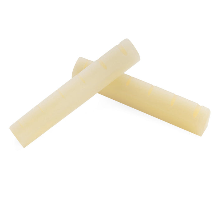Musiclily Pro 44x5x9mm Flat Bottom Slotted Bone Nut for 6 String YA Style L Series Acoustic Guitar (Set of 2)