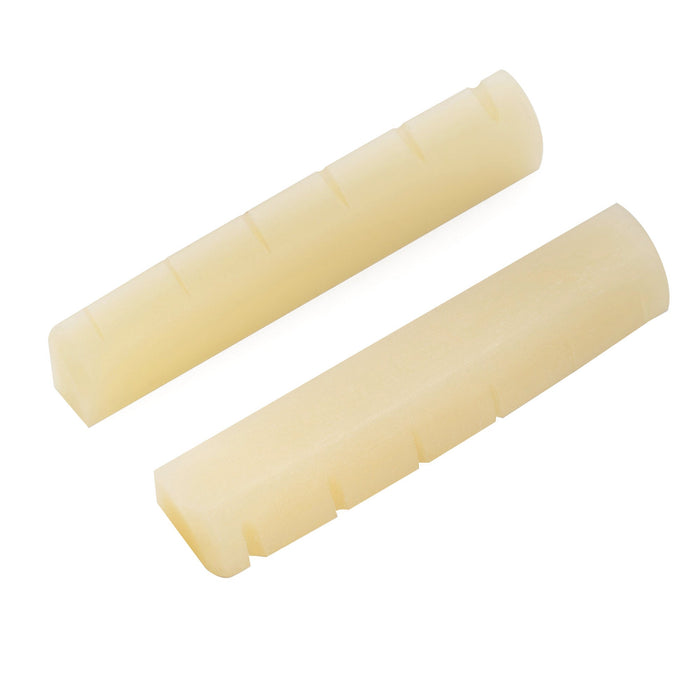 Musiclily Pro 44x5x9mm Flat Bottom Slotted Bone Nut for 6 String YA Style L Series Acoustic Guitar (Set of 2)