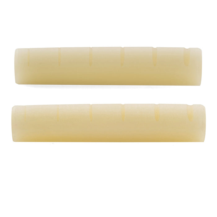 Musiclily Pro 44x5x9mm Flat Bottom Slotted Bone Nut for 6 String YA Style L Series Acoustic Guitar (Set of 2)