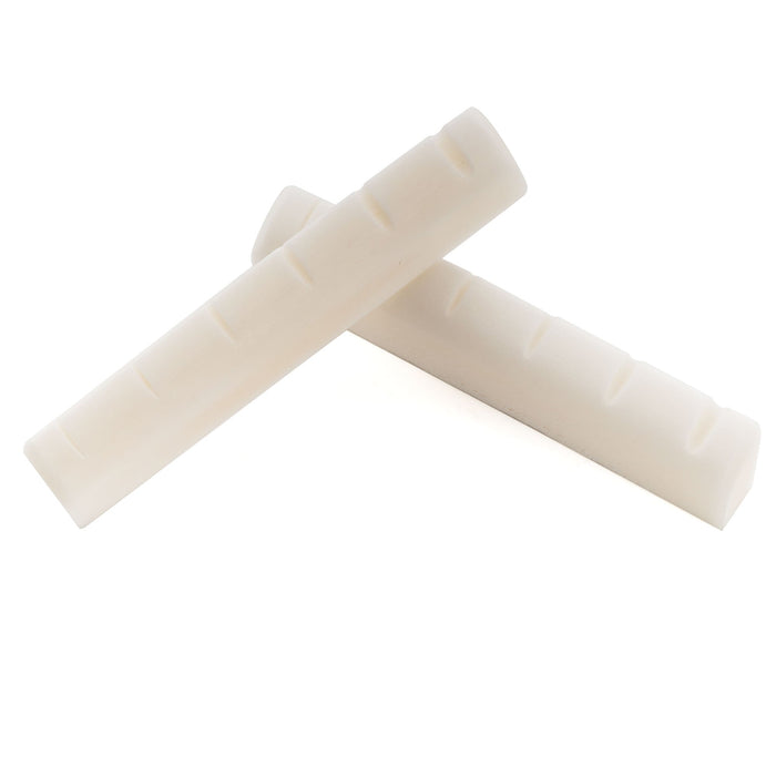 Musiclily Pro 44x5x9mm Flat Bottom Slotted Bone Nut for 6 String YA Style L Series Acoustic Guitar (Set of 2)