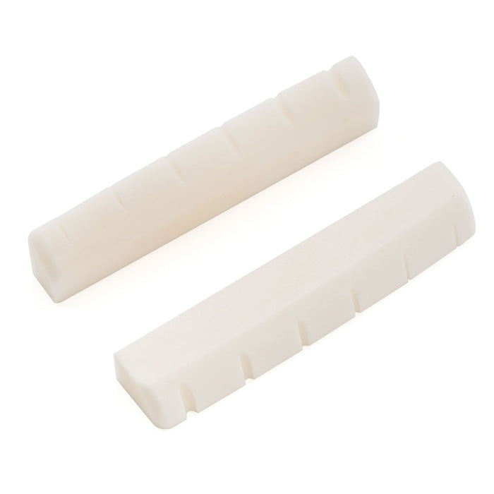 Musiclily Pro 44x5x9mm Flat Bottom Slotted Bone Nut for 6 String YA Style L Series Acoustic Guitar (Set of 2)