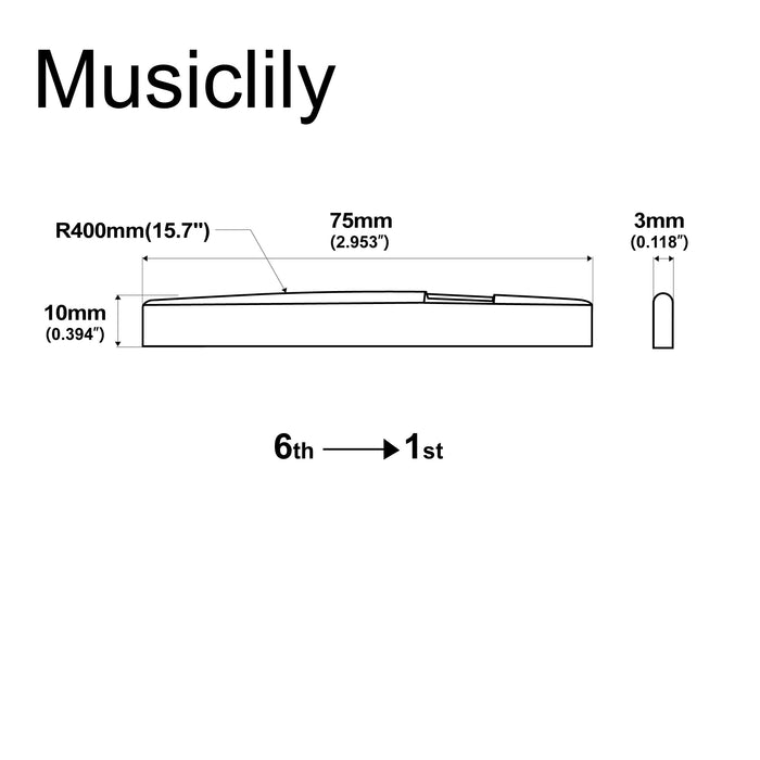 Musiclily Pro 75x3x10mm Flat?Bottom Compensated Bone Saddles for 6 String YA Style FG Series Acoustic Guitar (Set of 2)