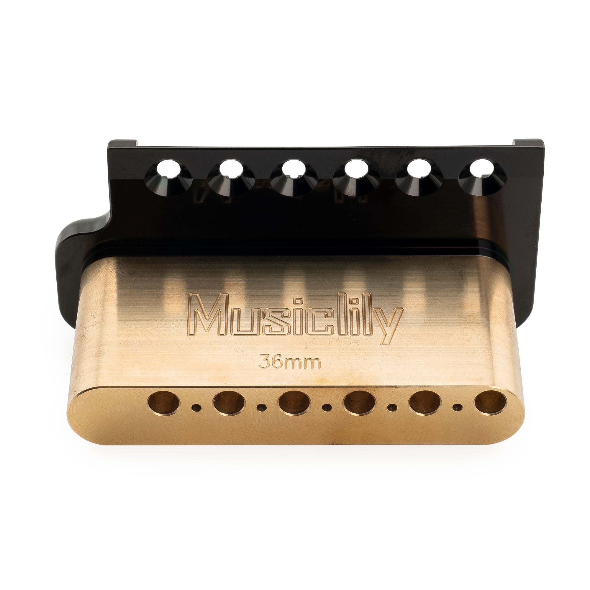 Musiclily Ultra BV022 52,5mm(2-1/16 Zoll) Vollmassives Messing 6-Schrauben Messer Kante Tremolo Brücke mit 36mm Block für Strat Stil E-Gitarre