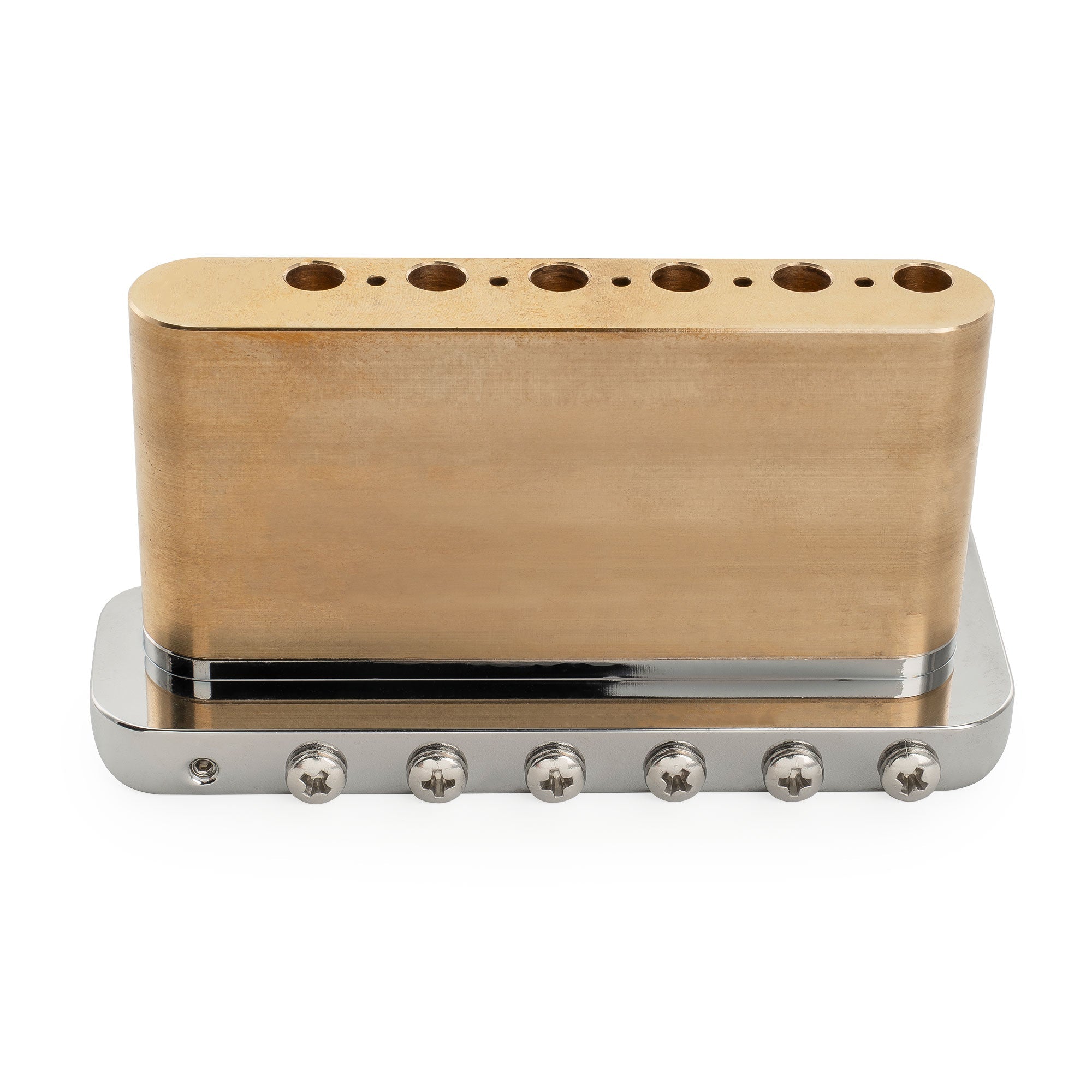Musiclily Ultra BV022 52,5mm(2-1/16 Zoll) Vollmassives Messing 6-Schrauben Messer Kante Tremolo Brücke mit 36mm Block für Strat Stil E-Gitarre