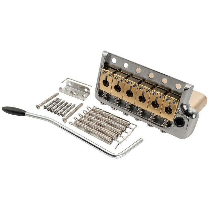 Musiclily Ultra 52.5mm(2-1/16インチ) 全ソリッドブラス 6スクリュー ナイフエッジトレモロブリッジ 36mmブロック付き Stratスタイル エレキギター用