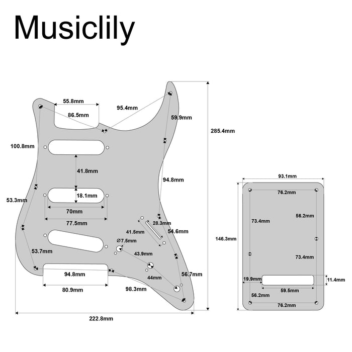 Musiclily Pro 11穴 ST ギターピックガード＆バックプレートセット Squier Sonic Strat SSS エレキギター用