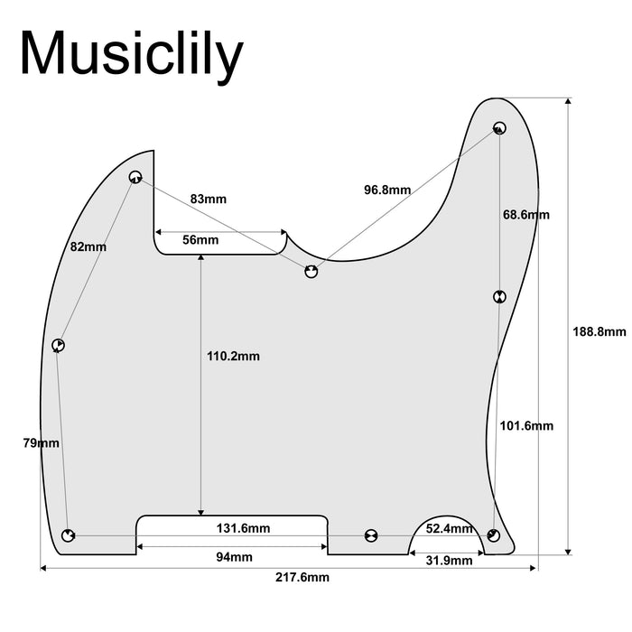 Musiclily Pro 8-Hole Guitar Pickguard for Squier Sonic Esquire H Electric Guitar