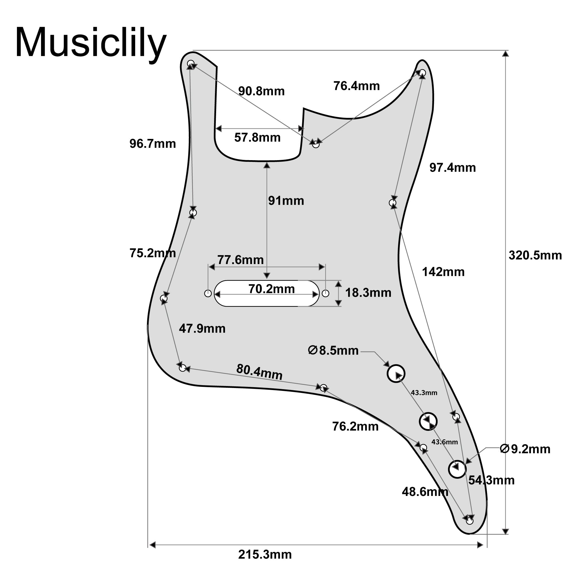 Musiclily Pro 11-Hole Bass Pickguard for Squier Sonic Bronco Bass Musiclily Pro