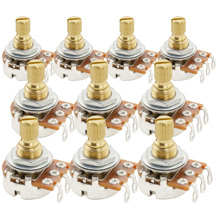 Musiclily Pro A250K ミニポット 黄銅製 メトリック スプリット ショートシャフト 6.5mm オーディオテーパー ポテンショメーター エレキギター/ベース用 (10個セット)