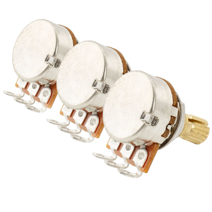 Musiclily Pro A250Kx2+B250K ミニポット 黄銅製 メトリック スプリット ショートシャフト 6.5mm オーディオリニアテーパー ポテンショメーター ST/Tele/PB/JBスタイル エレキギター/ベース用 (2A1Bセット)