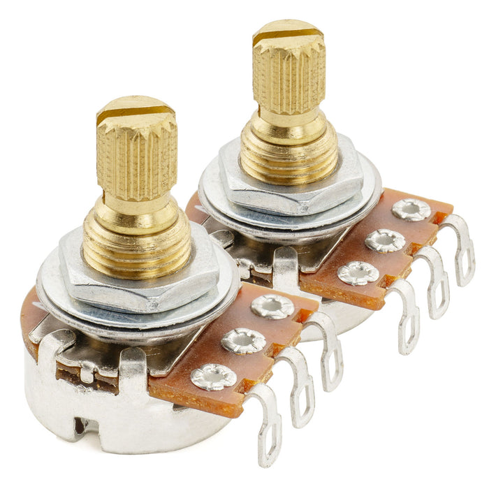 Musiclily Pro A250K ミニポット 黄銅製 メトリック スプリット ショートシャフト 6.5mm オーディオテーパー ポテンショメーター ST/Tele/PB/JBスタイル エレキギター/ベース用 (2個セット)