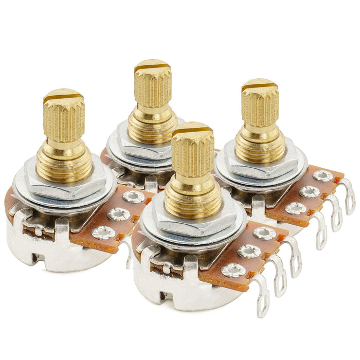 Musiclily Pro A250K ミニポット 黄銅製 メトリック スプリット ショートシャフト 6.5mm オーディオテーパー ポテンショメーター エレキギター/ベース用 (4個セット)
