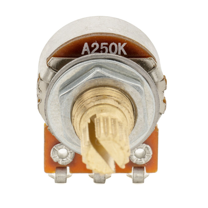 Musiclily Pro A250K ミニポット 黄銅製 メトリック スプリット ショートシャフト 6.5mm オーディオテーパー ポテンショメーター エレキギター/ベース用 (4個セット)