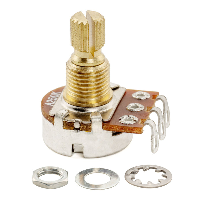 Musiclily Pro A250K ミニポット 黄銅製 メトリック スプリット ショートシャフト 6.5mm オーディオテーパー ポテンショメーター エレキギター/ベース用 (4個セット)