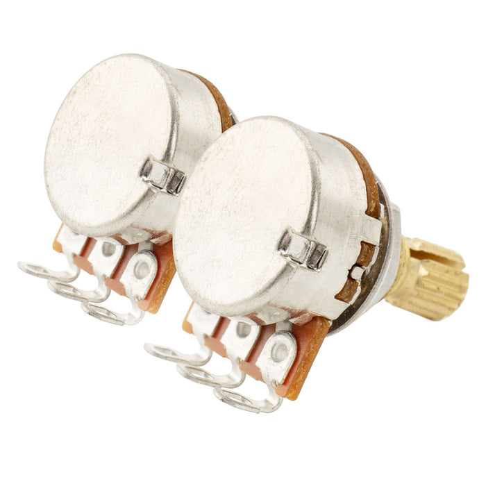 Musiclily Pro A250K+B250K ミニポット 黄銅製 メトリック スプリット ショートシャフト 6.5mm オーディオリニアテーパー ポテンショメーター ST/Tele/PB/JBスタイル エレキギター/ベース用 (1A1Bセット)