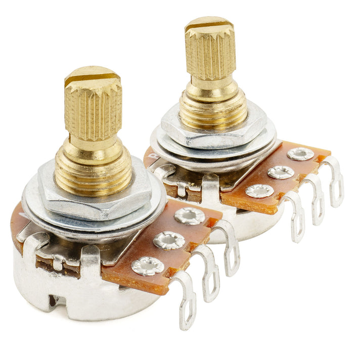 Musiclily Pro A250K+B250K ミニポット 黄銅製 メトリック スプリット ショートシャフト 6.5mm オーディオリニアテーパー ポテンショメーター ST/Tele/PB/JBスタイル エレキギター/ベース用 (1A1Bセット)