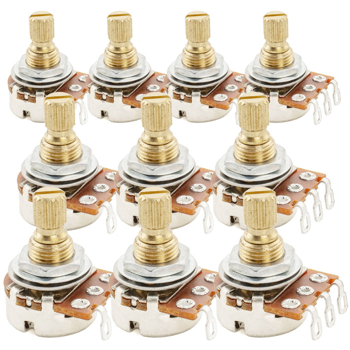 Musiclily Pro A500K ミニポット 黄銅製 メトリック スプリット ショートシャフト 6.5mm オーディオテーパー ポテンショメーター エレキギター/ベース用 (10個セット)