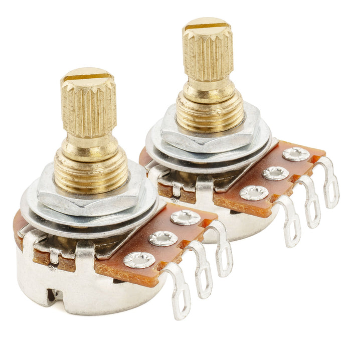 Musiclily Pro A500K ミニポット 黄銅製 メトリック スプリット ショートシャフト 6.5mm オーディオテーパー ポテンショメーター ST/Tele/PB/JBスタイル エレキギター/ベース用 (2個セット)