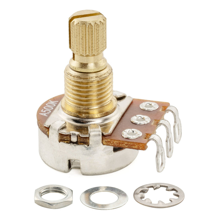 Musiclily Pro A500K ミニポット 黄銅製 メトリック スプリット ショートシャフト 6.5mm オーディオテーパー ポテンショメーター エレキギター/ベース用 (4個セット)