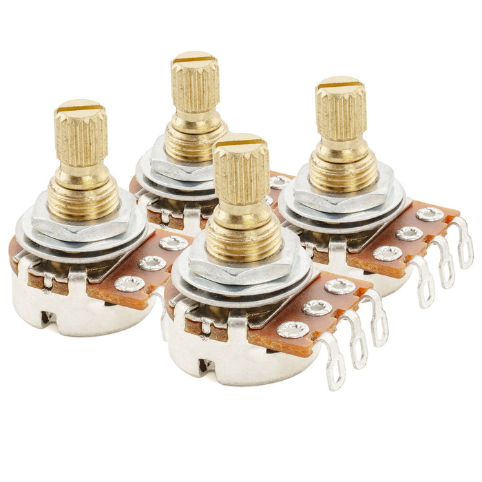 Musiclily Pro A500K ミニポット 黄銅製 メトリック スプリット ショートシャフト 6.5mm オーディオテーパー ポテンショメーター エレキギター/ベース用 (4個セット)