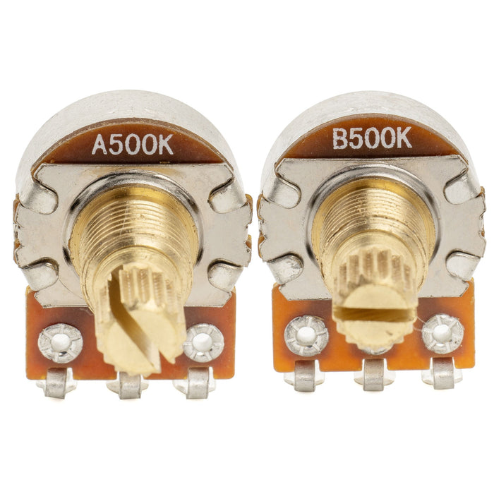 Musiclily Pro A500K+B500K ミニポット 黄銅製 メトリック スプリット ショートシャフト 6.5mm オーディオリニアテーパー ポテンショメーター ST/Tele/PB/JBスタイル エレキギター/ベース用 (1A1Bセット)