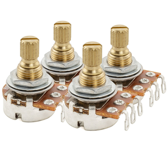 Musiclily Pro A500K ミニポット 黄銅製 メトリック スプリット ショートシャフト 6.5mm オーディオテーパー ポテンショメーター エレキギター/ベース用 (4個セット)