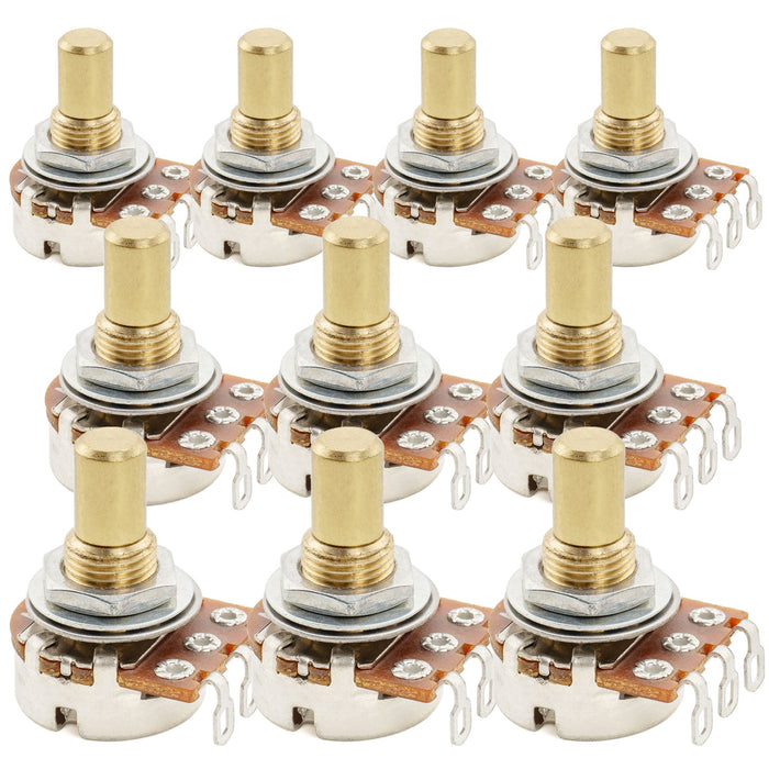Musiclily Pro A250K ミニポット 黄銅製 メトリック ソリッド ショートシャフト 6.5mm オーディオテーパー ポテンショメーター エレキギター/ベース用 (10個セット)