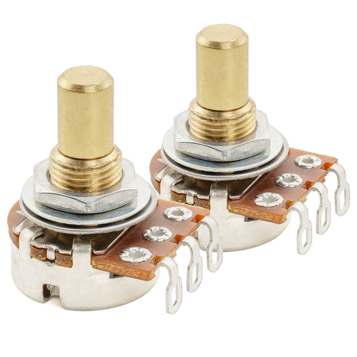 Musiclily Pro A250K ミニポット 黄銅製 メトリック ソリッド ショートシャフト 6.5mm オーディオテーパー ポテンショメーター Tele/PB/JBスタイル エレキギター/ベース用 (2個セット)