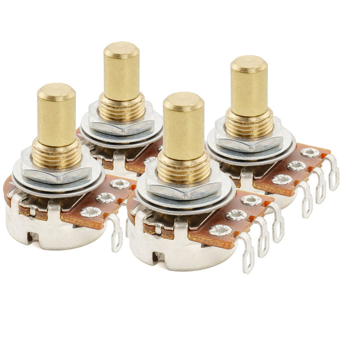 Musiclily Pro A250K ミニポット 黄銅製 メトリック ソリッド ショートシャフト 6.5mm オーディオテーパー ポテンショメーター エレキギター/ベース用 (4個セット)