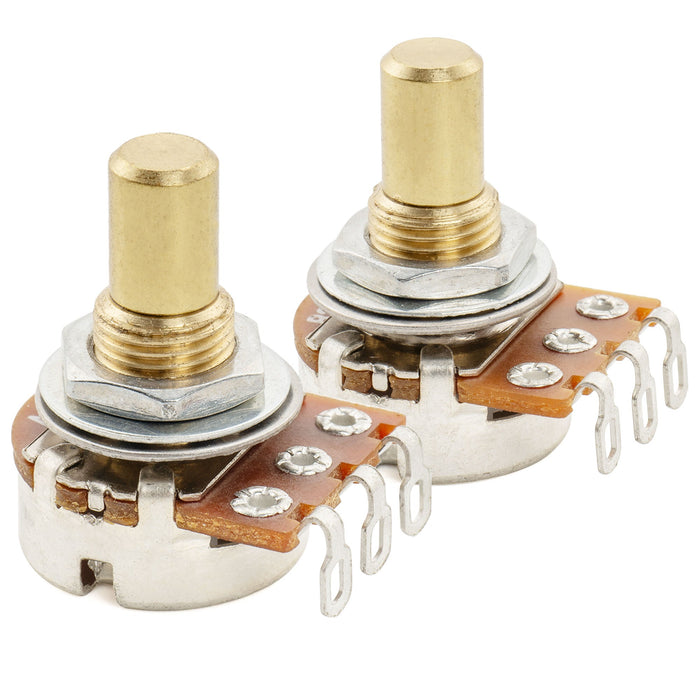Musiclily Pro A250K+B250K ミニポット 黄銅製 メトリック ソリッド ショートシャフト 6.5mm オーディオリニアテーパー ポテンショメーター Tele/PB/JBスタイル エレキギター/ベース用 (1A1Bセット)