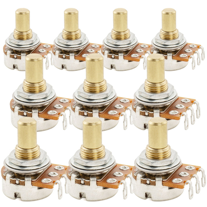 Musiclily Pro A250K ミニポット 黄銅製 メトリック ソリッド ショートシャフト 6.5mm オーディオテーパー ポテンショメーター エレキギター/ベース用 (10個セット)