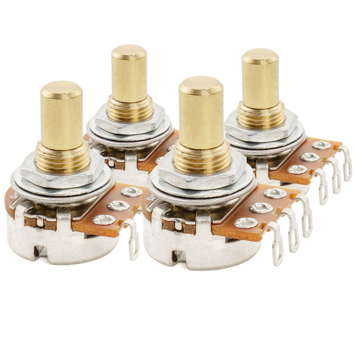 Musiclily Pro A250K ミニポット 黄銅製 メトリック ソリッド ショートシャフト 6.5mm オーディオテーパー ポテンショメーター エレキギター/ベース用 (4個セット)