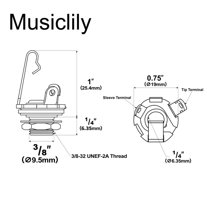 Switchcraft 1/4 inch 6.35mm Mono Output Jack Socket 1-Contact for Electric Guitar Bass