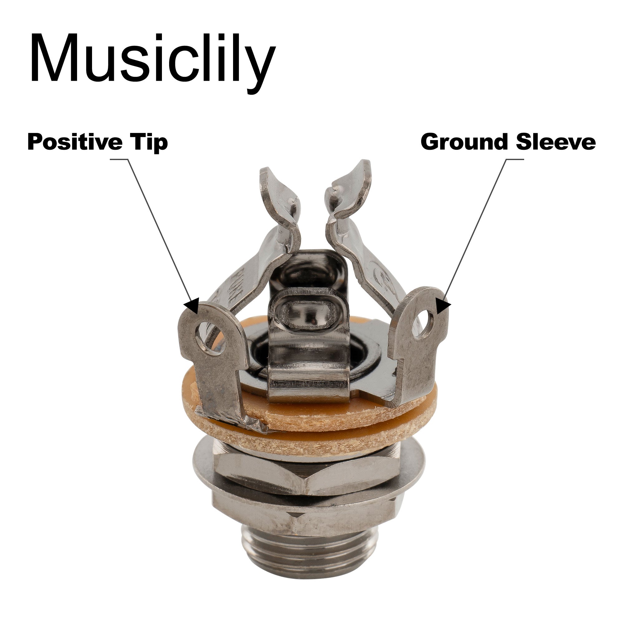 Pure Tone 1/4 inch 6.35mm Mono Output Jack Socket Multi-Contact for Electric Guitar Bass, Cosmo Black