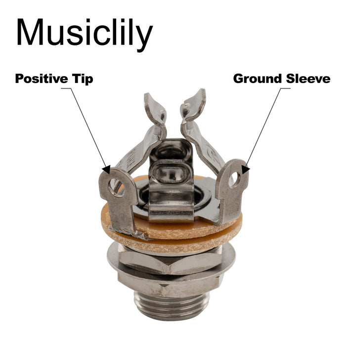 Conector de saída mono de 1/4 polegada (6,35 mm) de contato múltiplo para guitarra elétrica, baixo, preto Cosmo