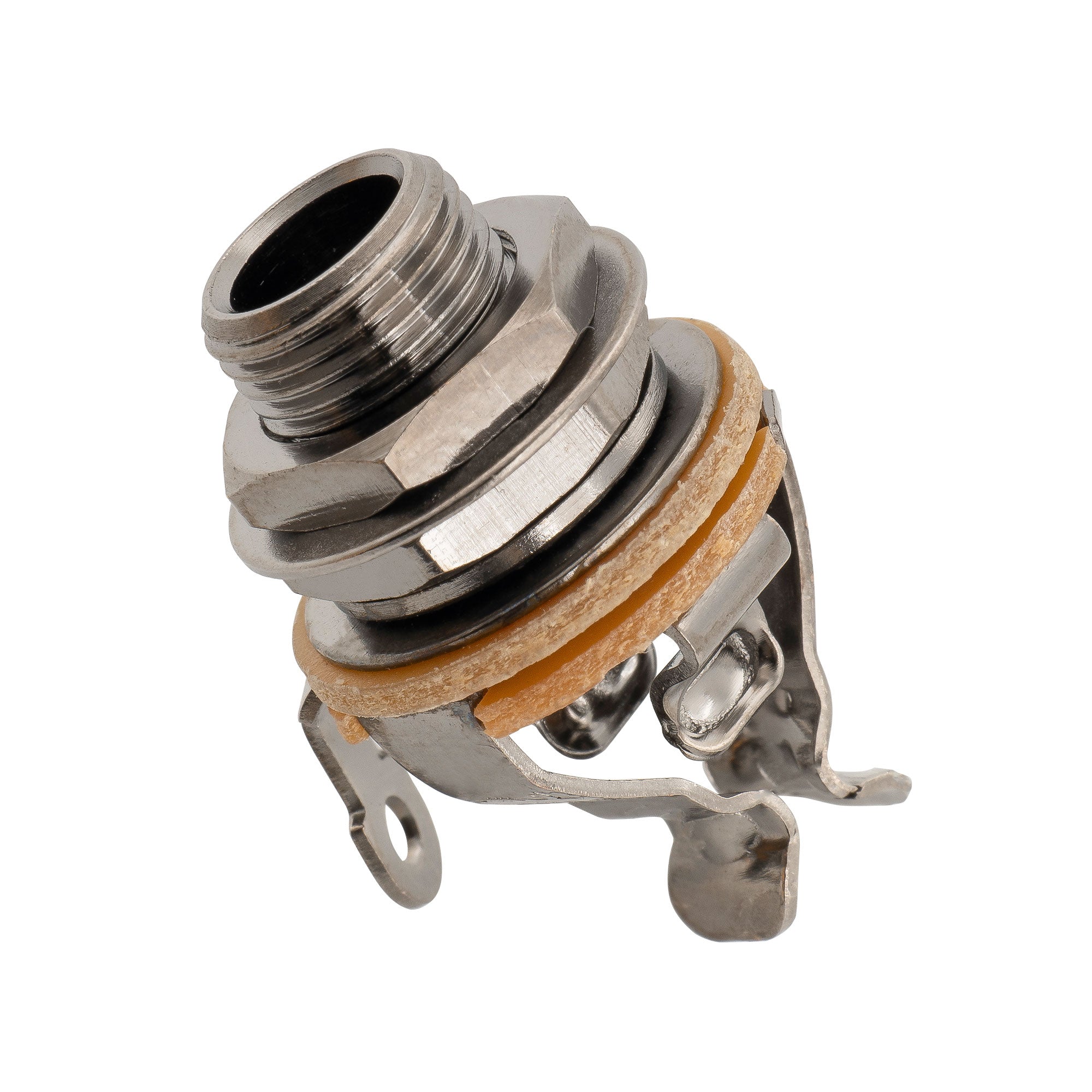 Pure Tone 1/4 inch 6.35mm Mono Output Jack Socket Multi-Contact for Electric Guitar Bass, Cosmo Black