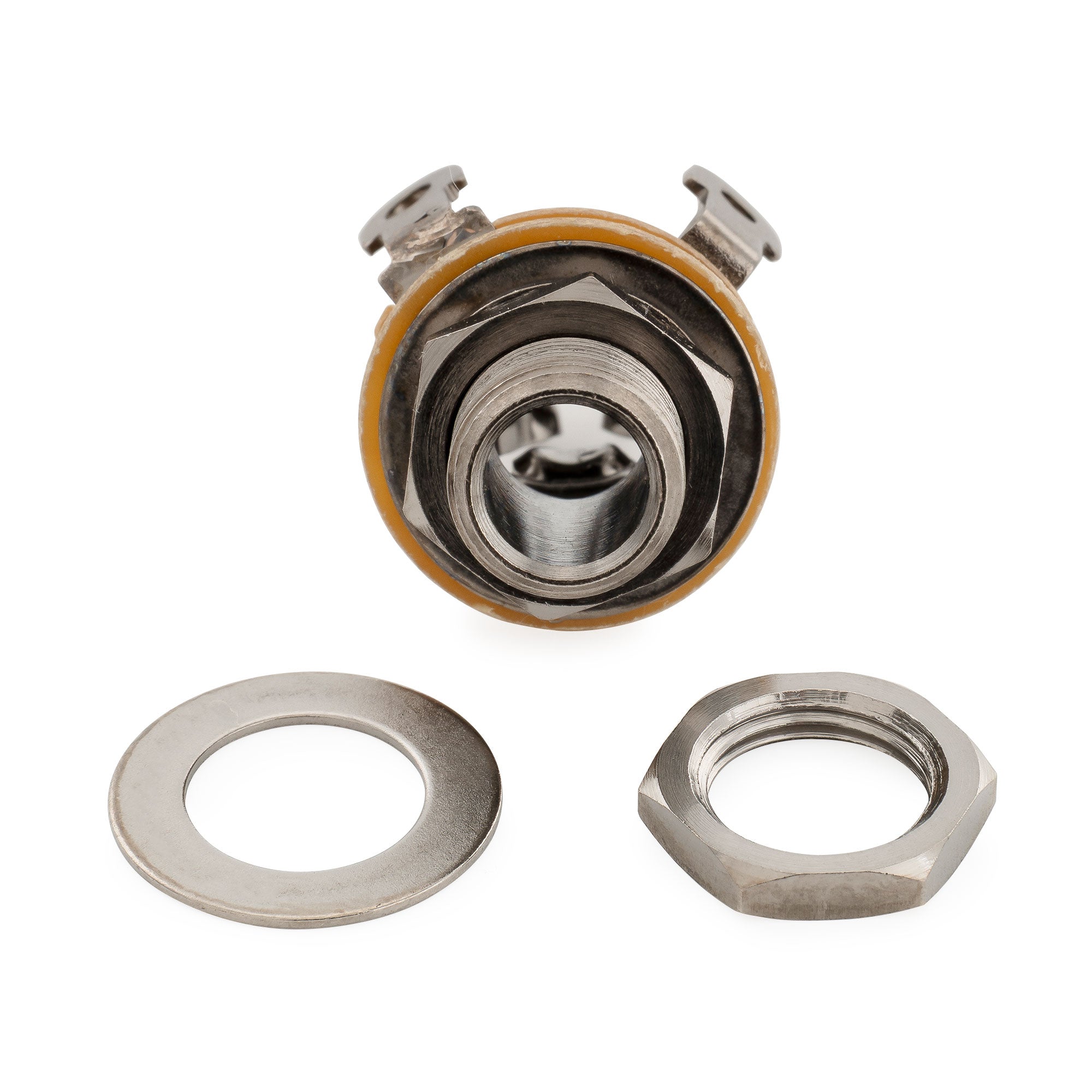 Pure Tone 1/4 inch 6.35mm Mono Output Jack Socket Multi-Contact for Electric Guitar Bass, Cosmo Black