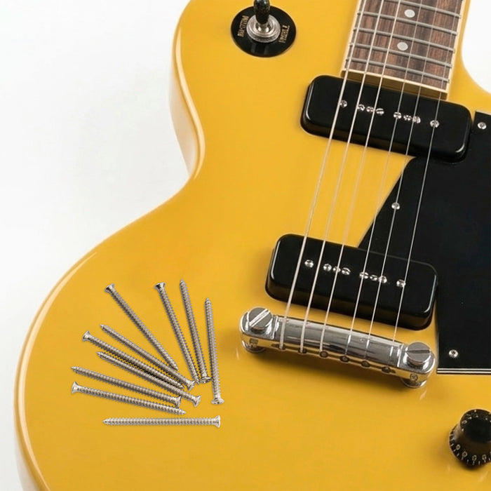 Parafusos de Montagem de Captação de Aço Inoxidável #4x1-1/2 Polegada (2,8x38,56mm) Musiclily Ultra para Guitarra Elétrica Estilo P90, Conjunto de 10