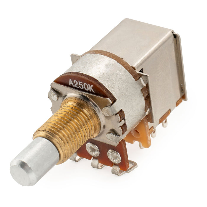 Musiclily Pro A250K ブラスポット メトリックソリッドスタンダードシャフト 9.5mm プッシュプル オーディオテーパーポテンショメーター エレキギター/ベース用 (2個セット)