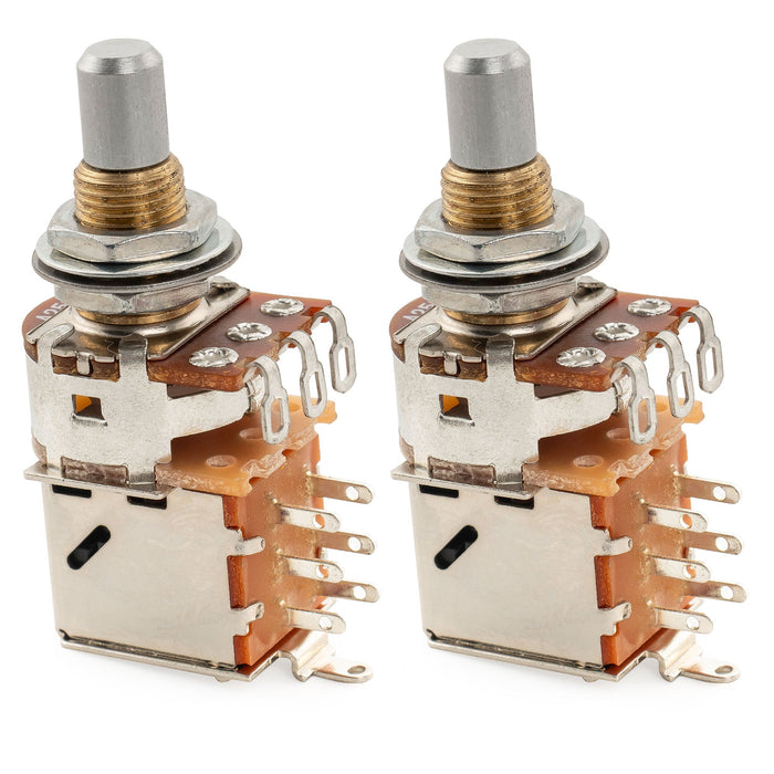 Musiclily Pro A250K ブラスポット メトリックソリッドスタンダードシャフト 9.5mm プッシュプル オーディオテーパーポテンショメーター エレキギター/ベース用 (2個セット)
