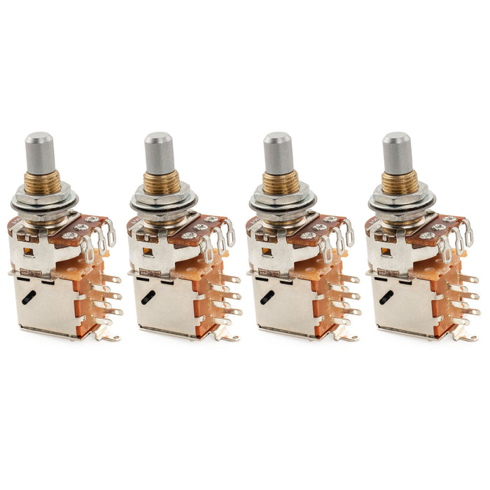 Musiclily Pro A250K ブラスポット メトリック ソリッドスタンダードシャフト 9.5mm プッシュプル オーディオテーパーポテンショメーター for エレキギター/ベース (4個セット)