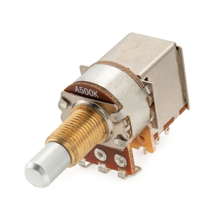 Musiclily Pro A500K ブラスポット メトリックソリッドスタンダードシャフト 9.5mm プッシュプル オーディオテーパーポテンショメーター エレキギター/ベース用 (2個セット)